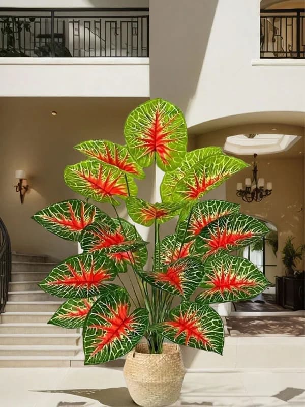 1 pcs 60-75 cm artificial plant apple leaf violin plastic leaf in ornamental pot suitable for home garden decoration