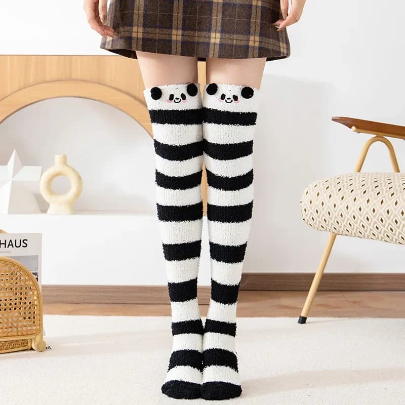 Women's hairy socks Slippers Winter socks soft and comfortable Hot cabin socks for the house High knee socks cute