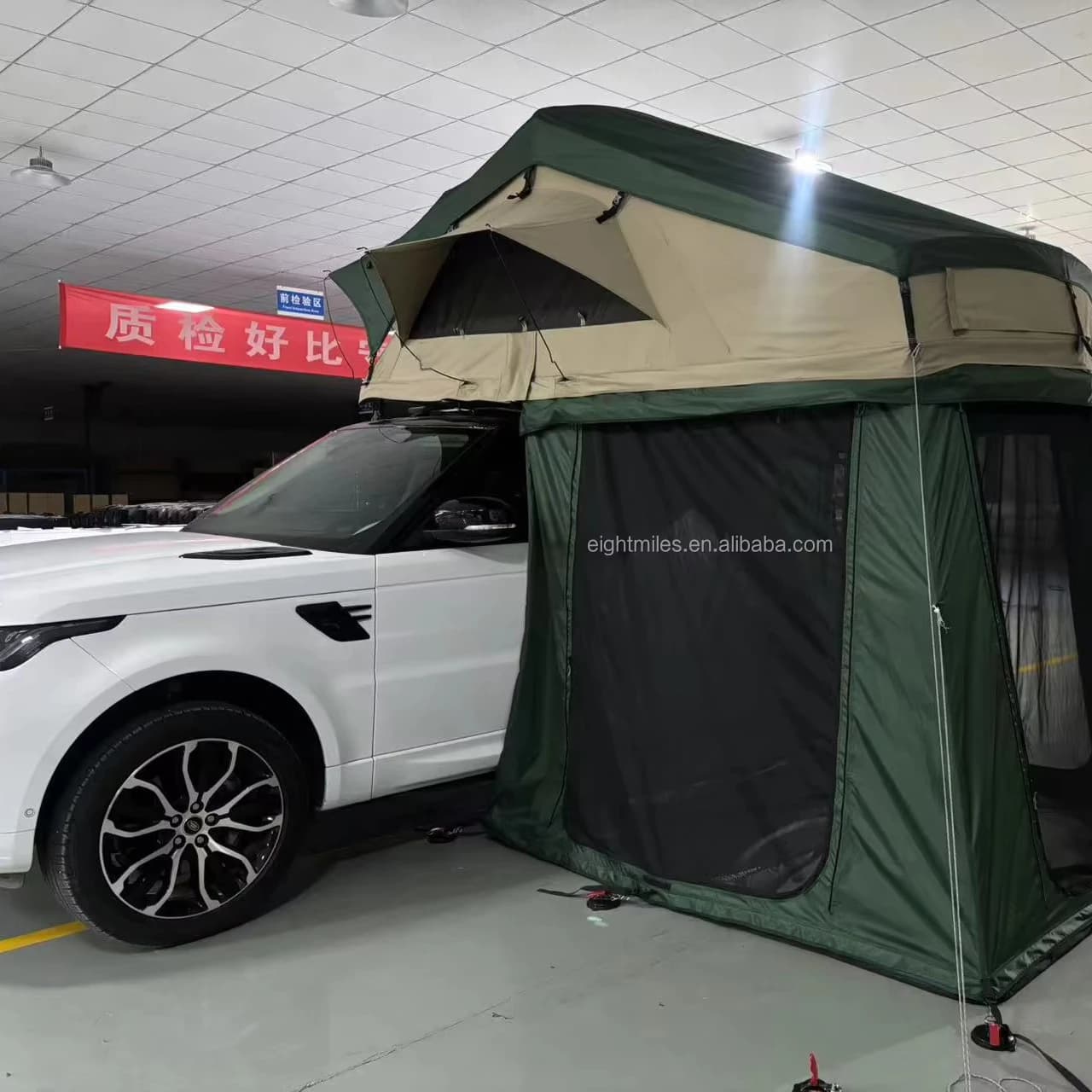 Tenda da Tetto Impermeabile in Softshell, per Campeggio Fuoristrada 4x4 con Scala