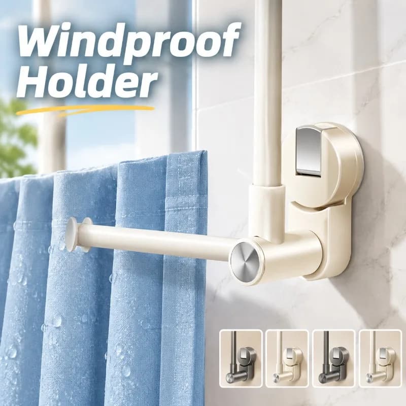Suction Cup Curtain Holder, Wall Mount Windproof Shower Curtain Side Hook, Reusable Tie Strap Clip Ring for Bathroom Shower