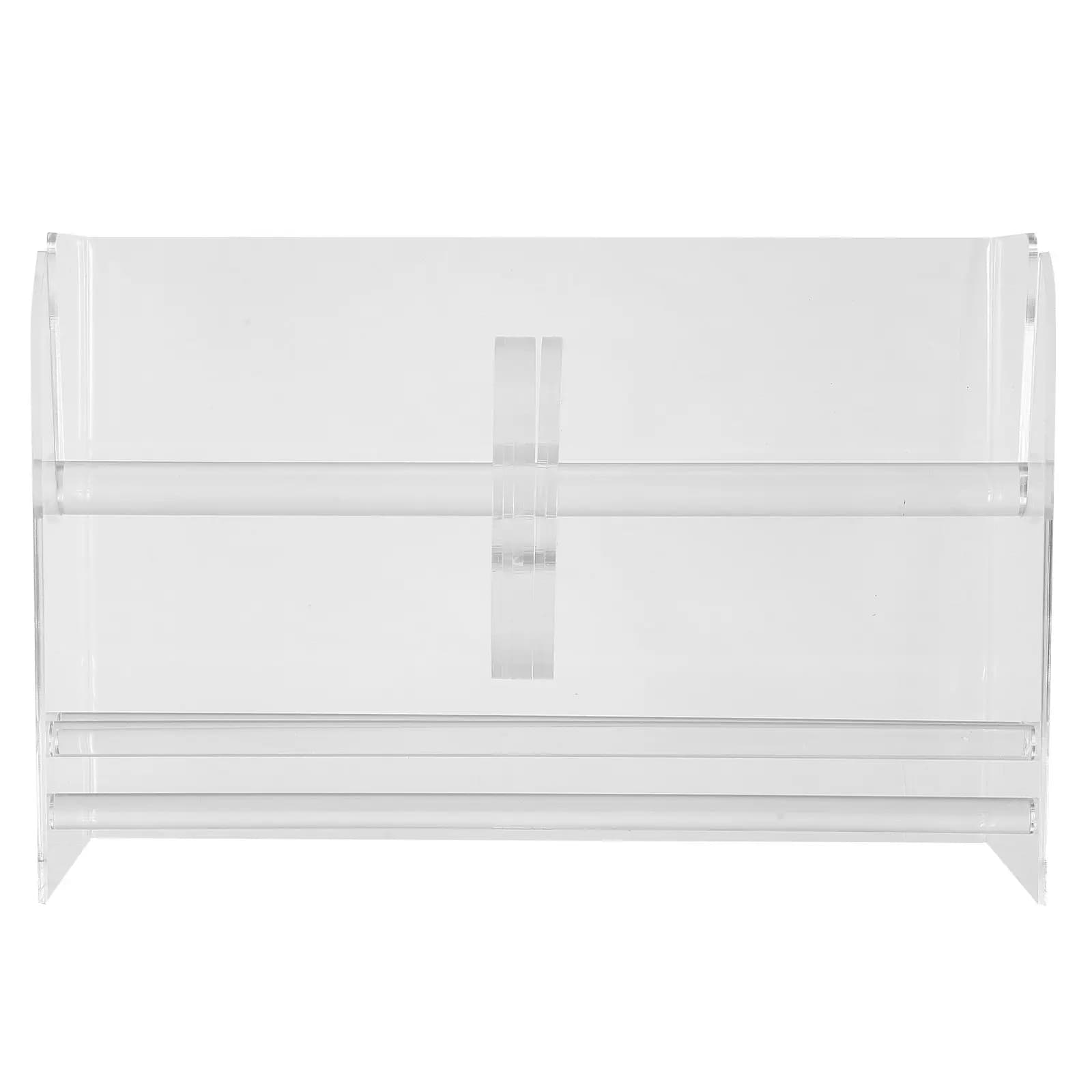 Dispenser per Etichette Adesive Regolabile in Acrilico, Porta Rotoli Trasparente per Adesivi, Organizzatore da Scrivania Elegante e Moderno per Ufficio e Casa