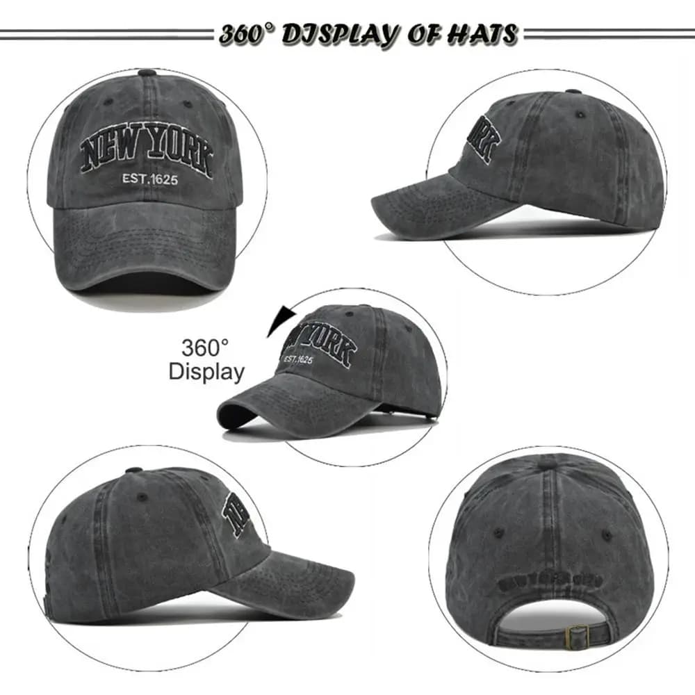Men Women Vintage Adjustable Baseball Hats New York Embroidery Baseball Caps Sunscreen Hats Distressed Faded Cap