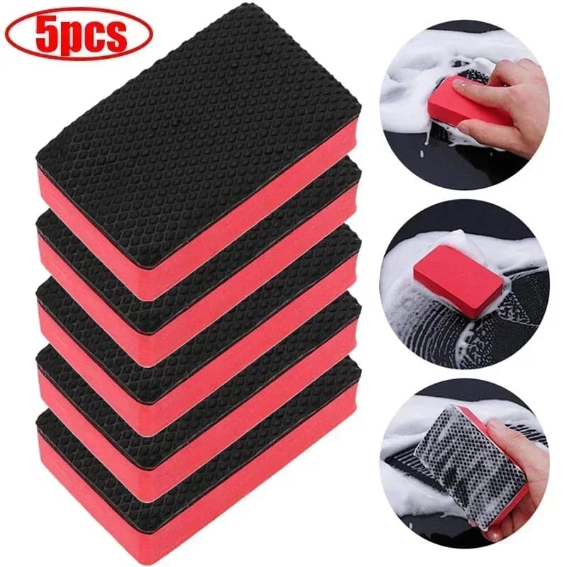 5 pezzi gomma per la pulizia dell'auto tampone per barra di argilla blocco di spugna tampone per lucidatura per ceretta strumenti per la pulizia dell'auto accessori per la pulizia dei dettagli dell'auto