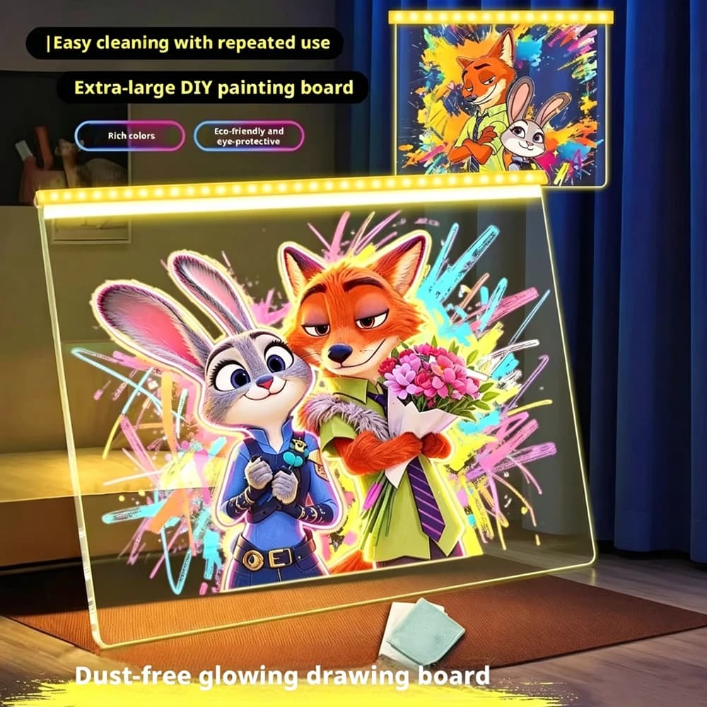 2026 NEW Light Up Acrylic Message Board Rewritable DIY Glowing Drawing Board Message Lamp With 7Colorful Pens and Drawing Book