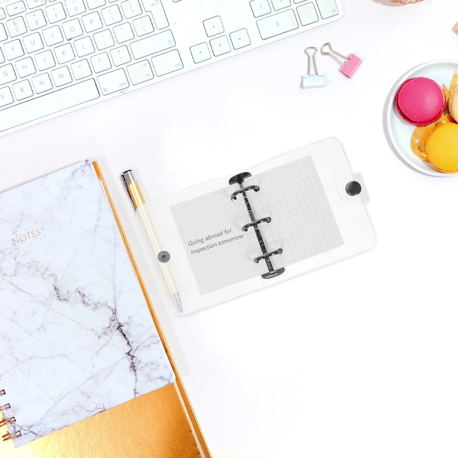 2 Set Mini Quaderni a Fogli Mobili con Rilegatura, Blocco Note Creativo con Chiusura Trasparente, Scrapbook Fai-da-te, Agenda Portatile da Viaggio