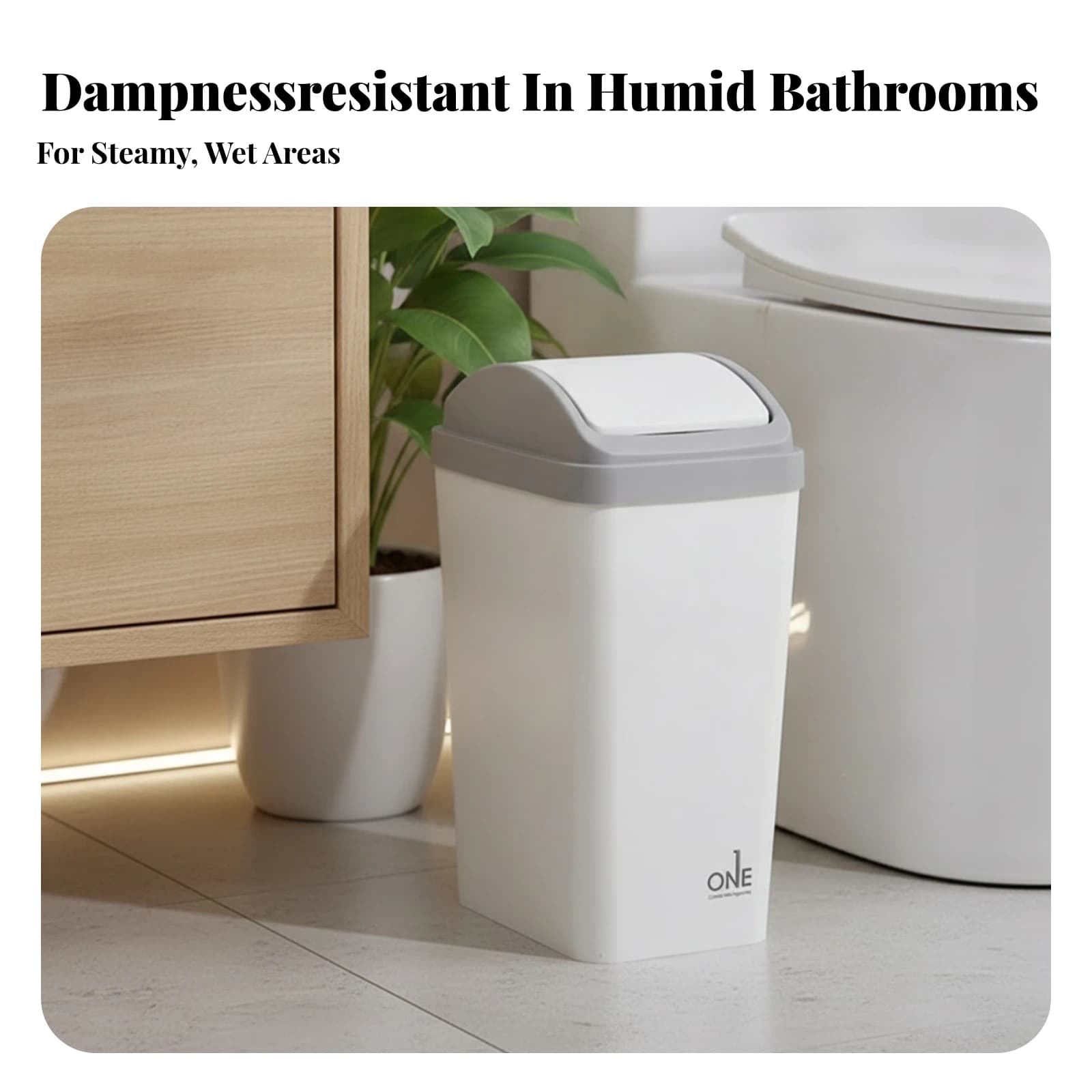 Swing-Top Trash Can Covered Design Lidded Trash Can Wastebasket Matte Finish for Bathroom
