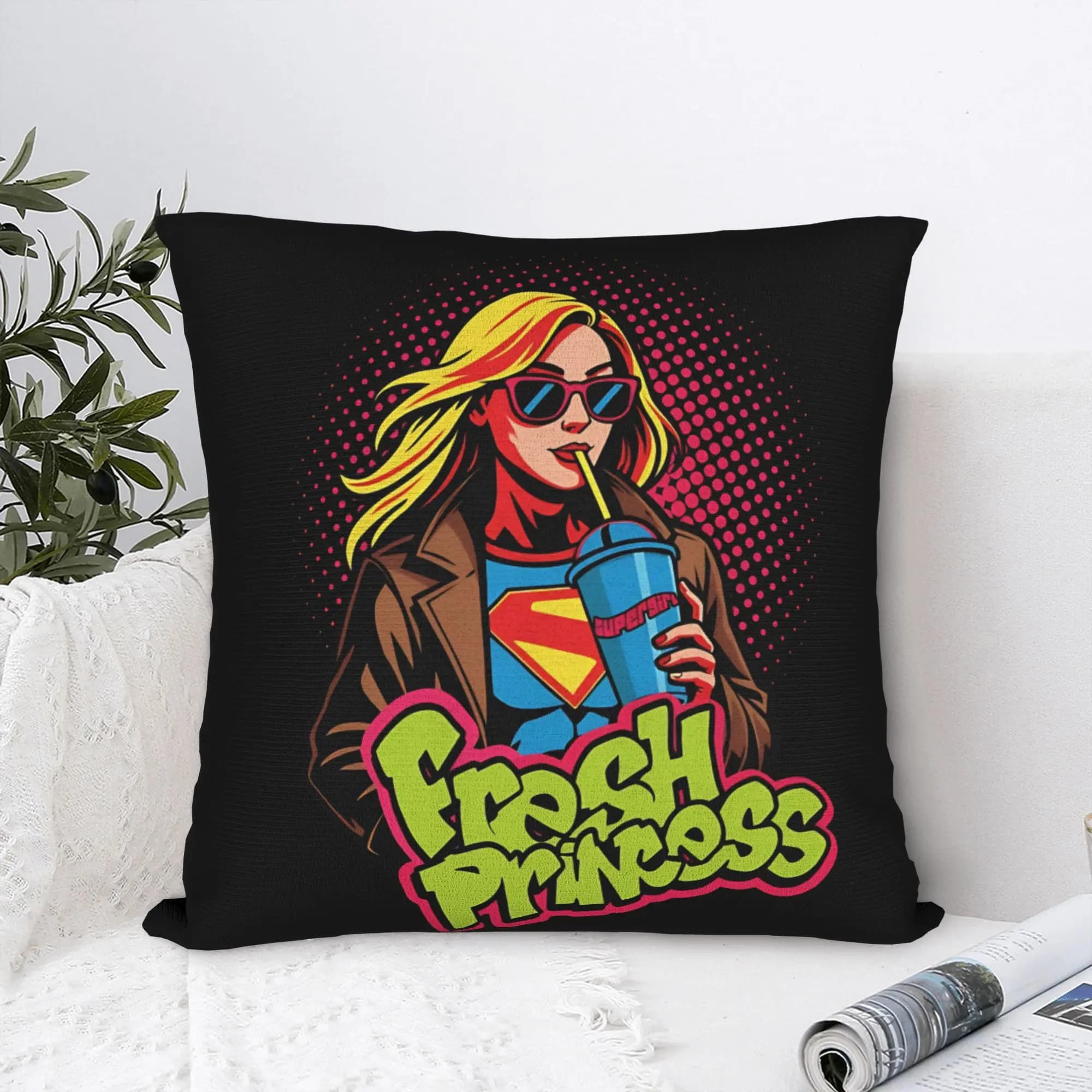 Super Fresh Girl Super-girls Square Pillow Case Cushion Cover Awesome Polyester Decor Pillowcase for Home 18"