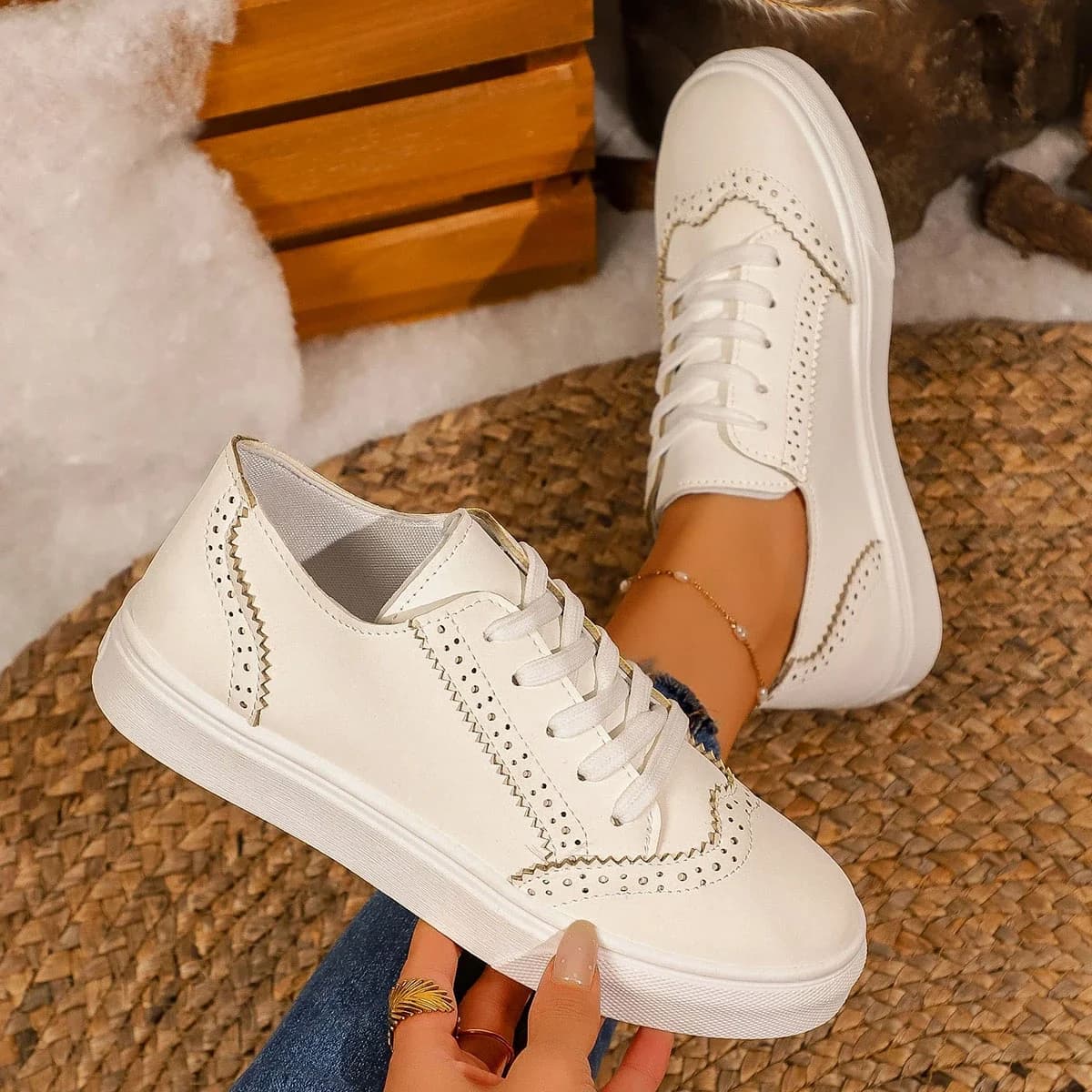 2026 Women's ShoesNew 2026 Spring Sneakers Women Flat Casual Sneaker Fashion Versatile Lace Up Walking Women Shoes Large Size 43