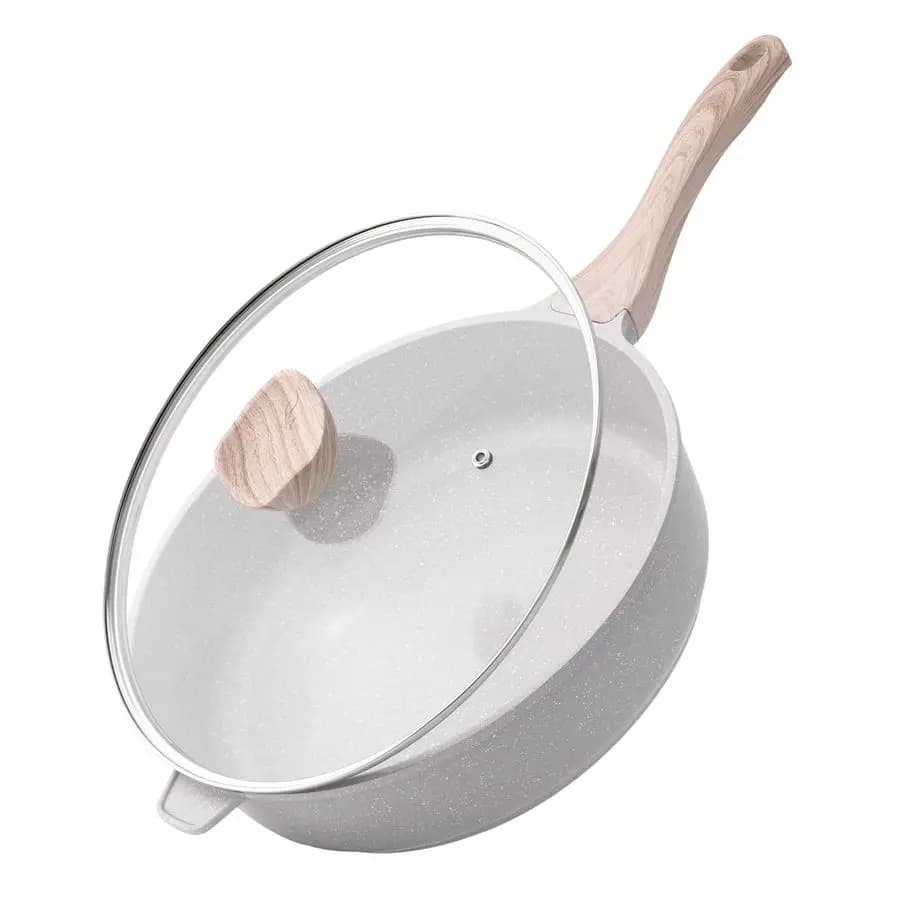 Ceramics, 12 Inches, Non-Toxic Big Pot with Cover, 5 Qt, Jumbo Padella for Healthy Way Cooking