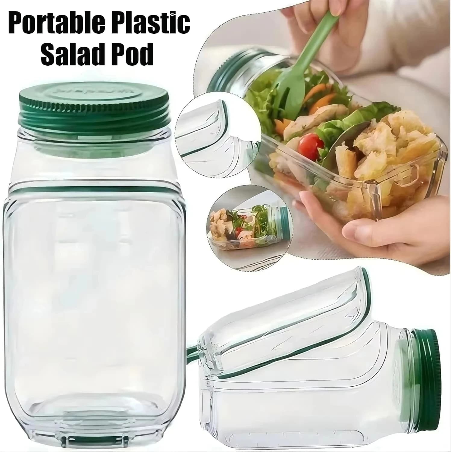 Contenitore portatile all-in-one per cialde per insalata con contenitore per avena a prova di perdite, riutilizzabile in plastica, per mantenere la preparazione dei pasti fresca e fresca