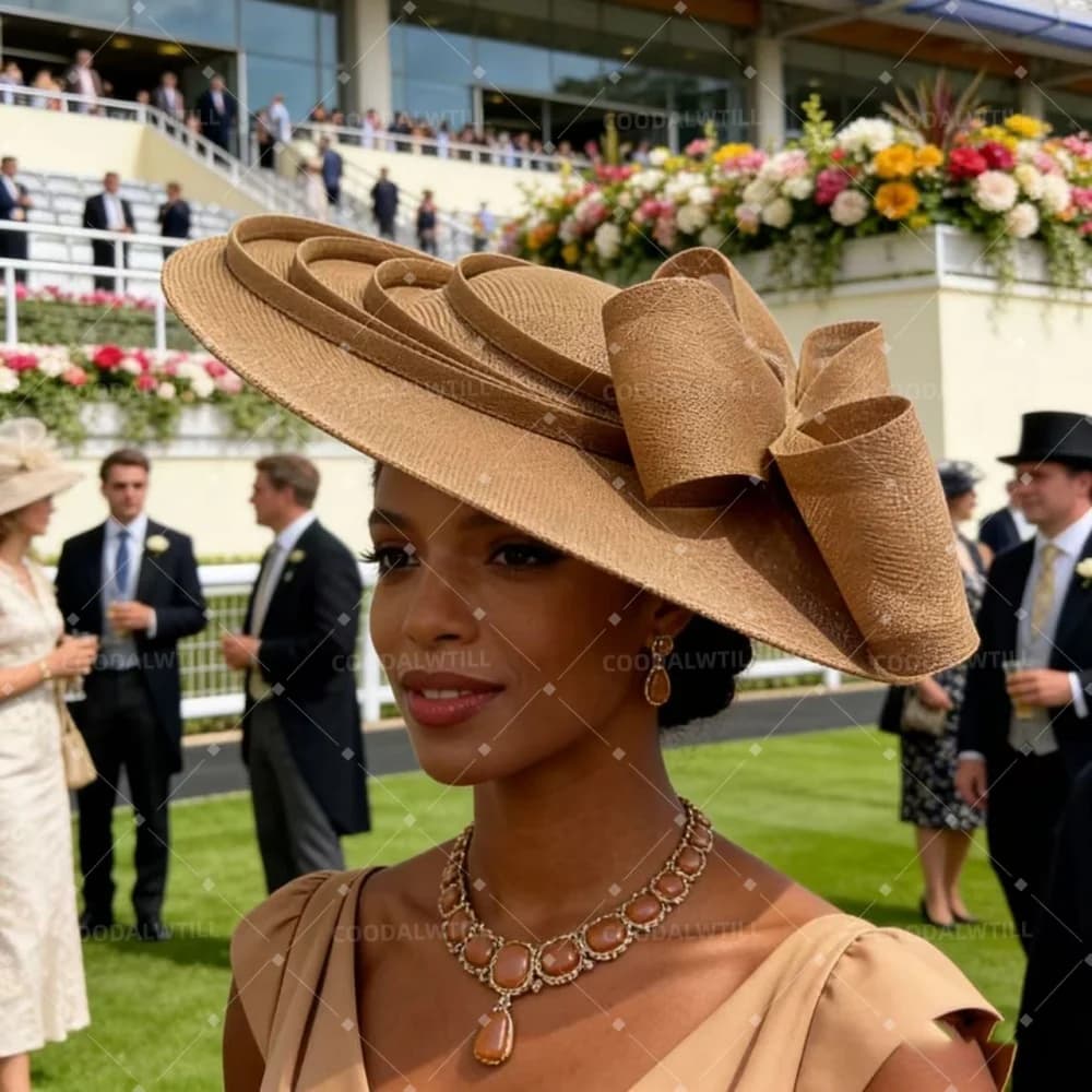 Grande Fascia con Fiocco in Simil-Sinamay per Derby del Kentucky, Royal Ascot, Copricapo per Matrimoni e Tea Party, Accessorio per Capelli da Donna