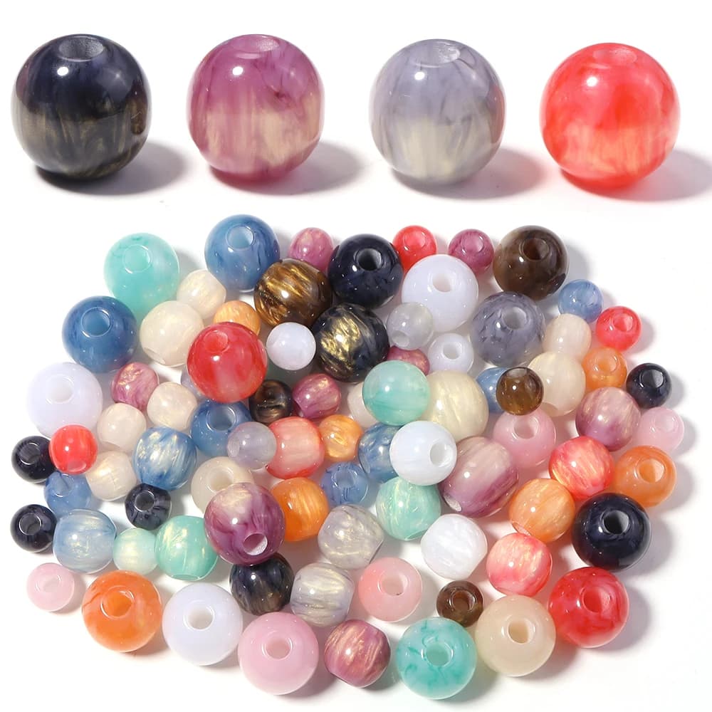 5-20pcs/lot Mix Color Big Hole Resin Beads Clouds Effect Loose Spacer Beads DIY Bracelet Necklace Jewelry Making Accessories