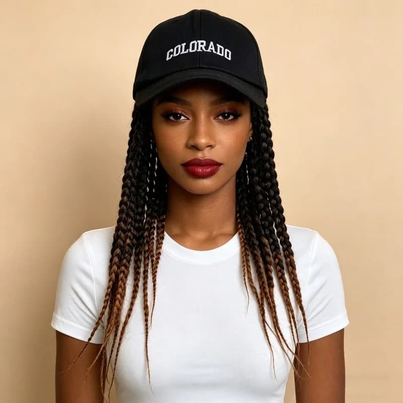 Personalized Fashionable Dreadlocks Hat Wig Outdoor Travel Party Simulated Black Brown Gradient Wig Synthetic Baseball Cap