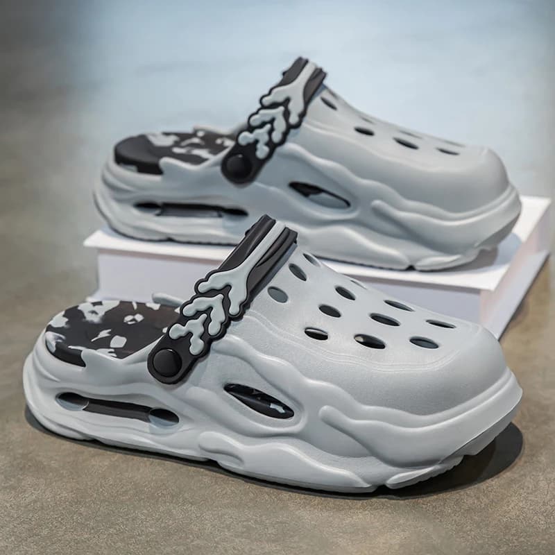 Sandali da uomo estivi con fondo spesso, antiscivolo, traspiranti, in EVA, per sport e guida, con copriscarpe integrato