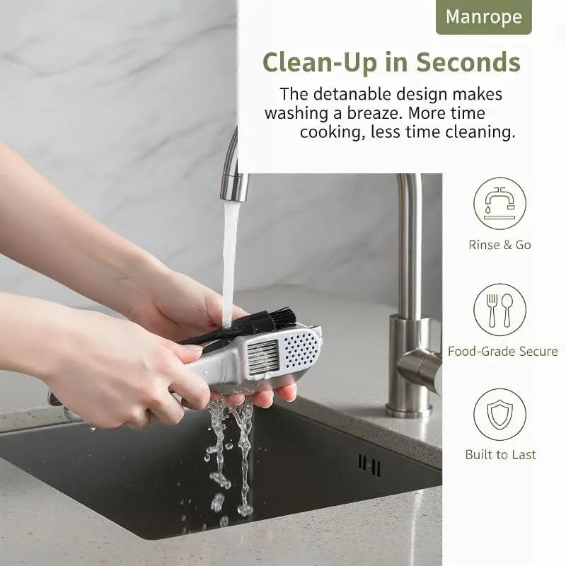 Aluminum Alloy Garlic Press With Ergonomic Handle Free Cleaning Brush For Home Kitchen Cooking Meal Prep