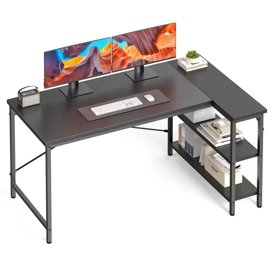 Scrivania a L da 39 Pollici, Scrivania per Computer, Mobili da Gaming, Scrivania Angolare per Ufficio Domestico, Tavolo PC con Ripiani Reversibili per Scrivere