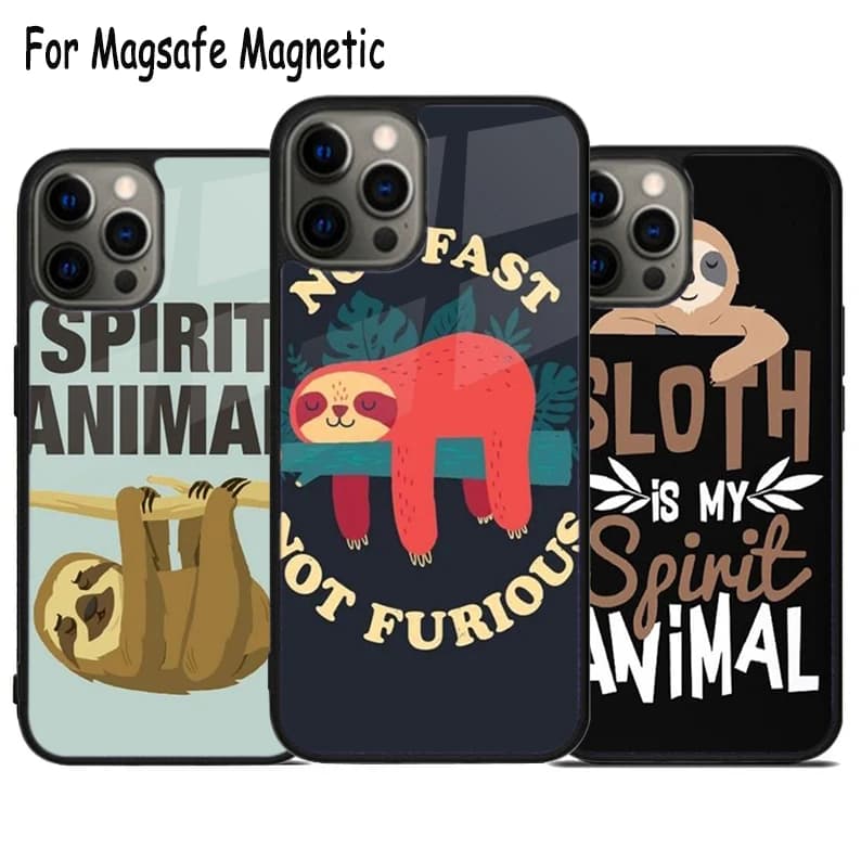 Cover per telefono con ricarica wireless Sloths Spirit Animal per iPhone 17 Air 15 16 16e 14 13 11 12 Pro Max Plus, Cover Magnetica Magsafe