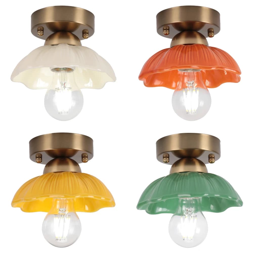Lampade da Soffitto in Ceramica Moderne, Illuminazione Nordica per Soggiorno, Camera da Letto, Cucina, Paralume in Ceramica, Apparecchio di Illuminazione per Caffè E27