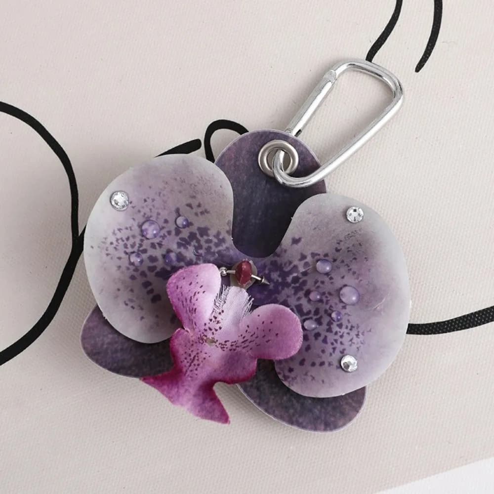 Romantic Colorful Phalaenopsis Keychain Handmade Simulation Flower Backpack Pendant Orchid Lily Flower Keyring