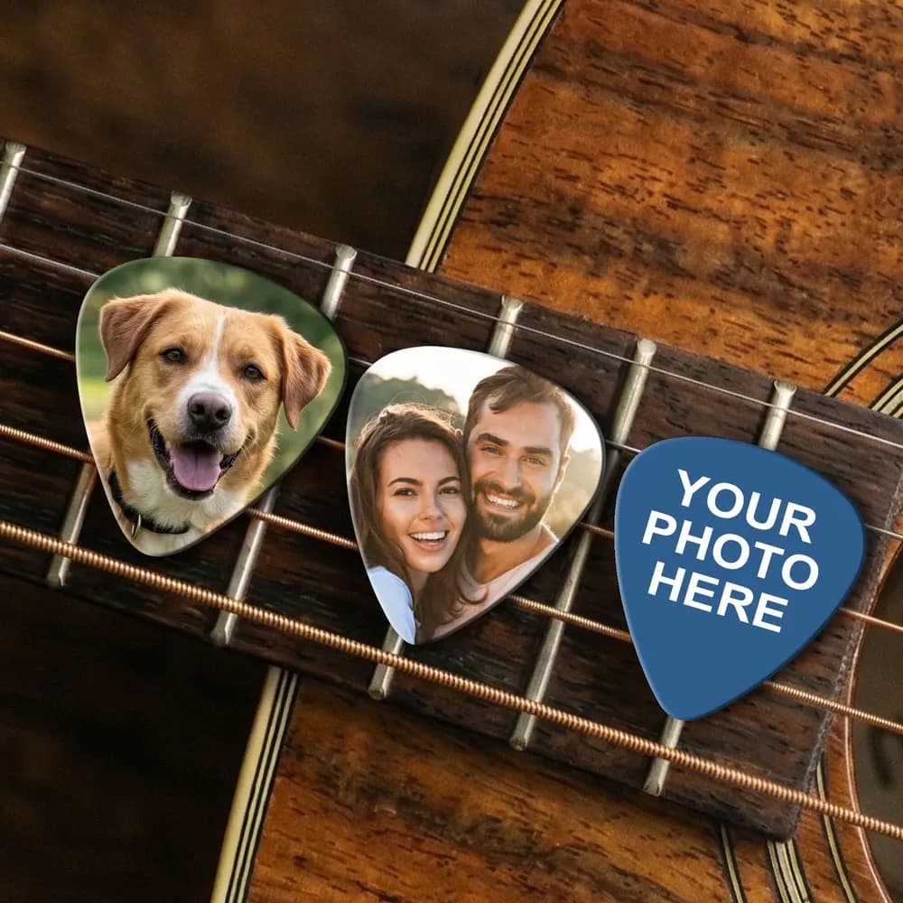 Plettro per Chitarra Personalizzato con Foto e Logo, Ciondolo Inciso con Nome per Musicisti, Uomini e Donne, Accessorio Regalo per Amanti della Musica Rock
