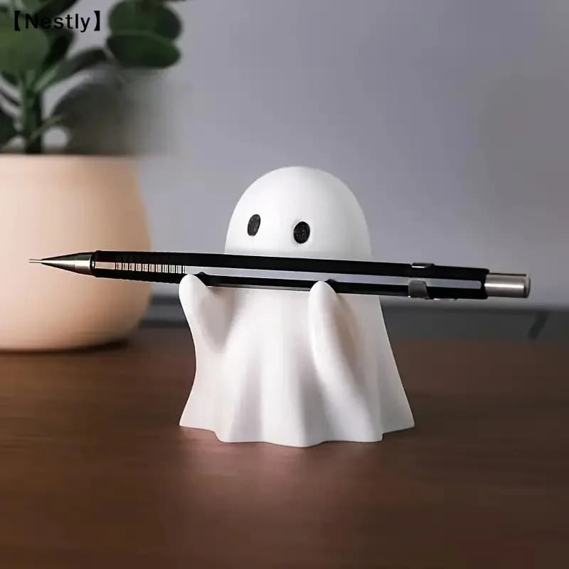 Divertente portapenne a forma di fantasma, design a forma di statuetta di fantasma spaventoso, portapenne per organizzare la scrivania, accessorio regalo per famiglie e amici〔Nest〕