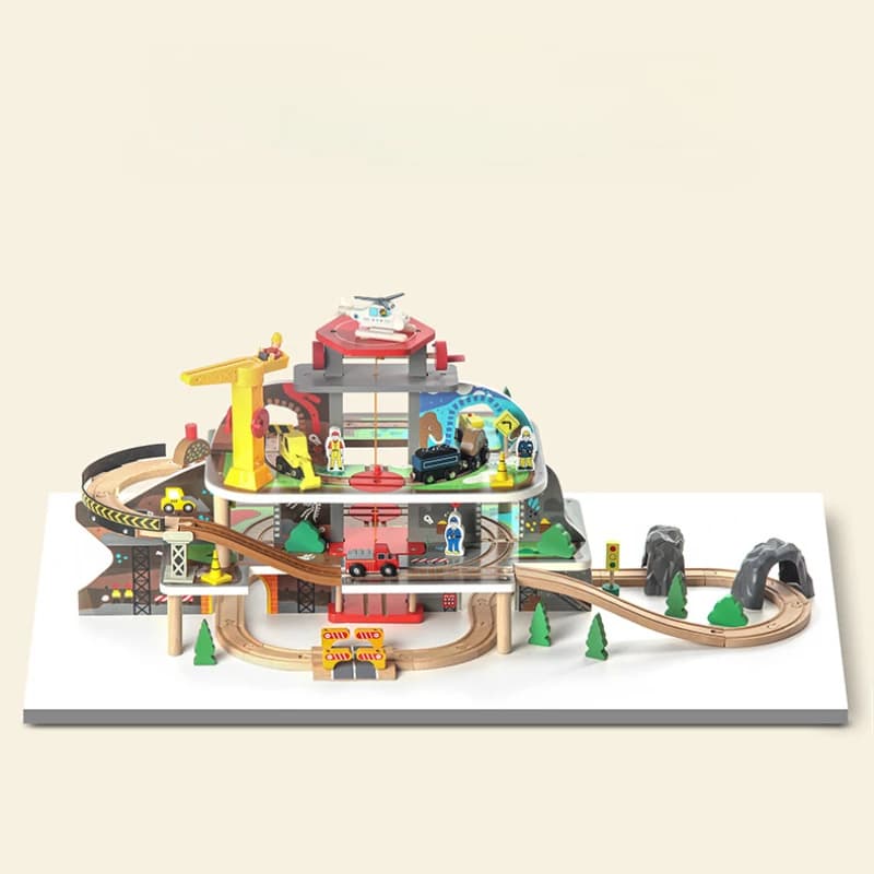 Giocattolo per bambini Puzzle in legno Fai da te 79 pezzi Grande pista da miniera Building Blocks Set Costruttore Montessor Giochi da tavolo Giocattolo interattivo Regalo