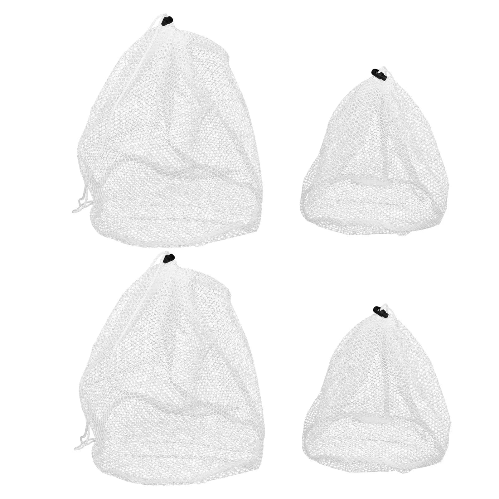 4Pcs Laundry Mesh Bags Drawstring Closure Reinforced Stitching Net Washing Machine Bag for Silk Lace Delicate Clothes Sorting
