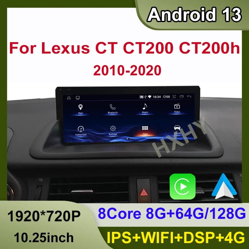 Android 13 8 + 128G Wireless Per Lexus CT CT200 CT200h 2010-2020 Auto Carplay Lettore Dvd Per Auto Navigazione Multimediale Stereo