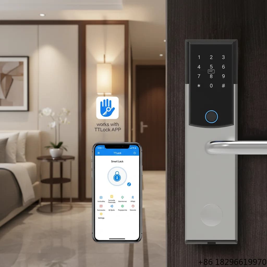 Factory Direct Sale Silver TT Wood Steel Door Password Smart Lock with App Lock Digital Smart Home Integration