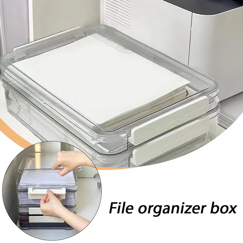 Acrylic Transparent Desktop Paper Storage Box A4 File Document Exam Paper Organizer Household Dust Proof Card Holder Case