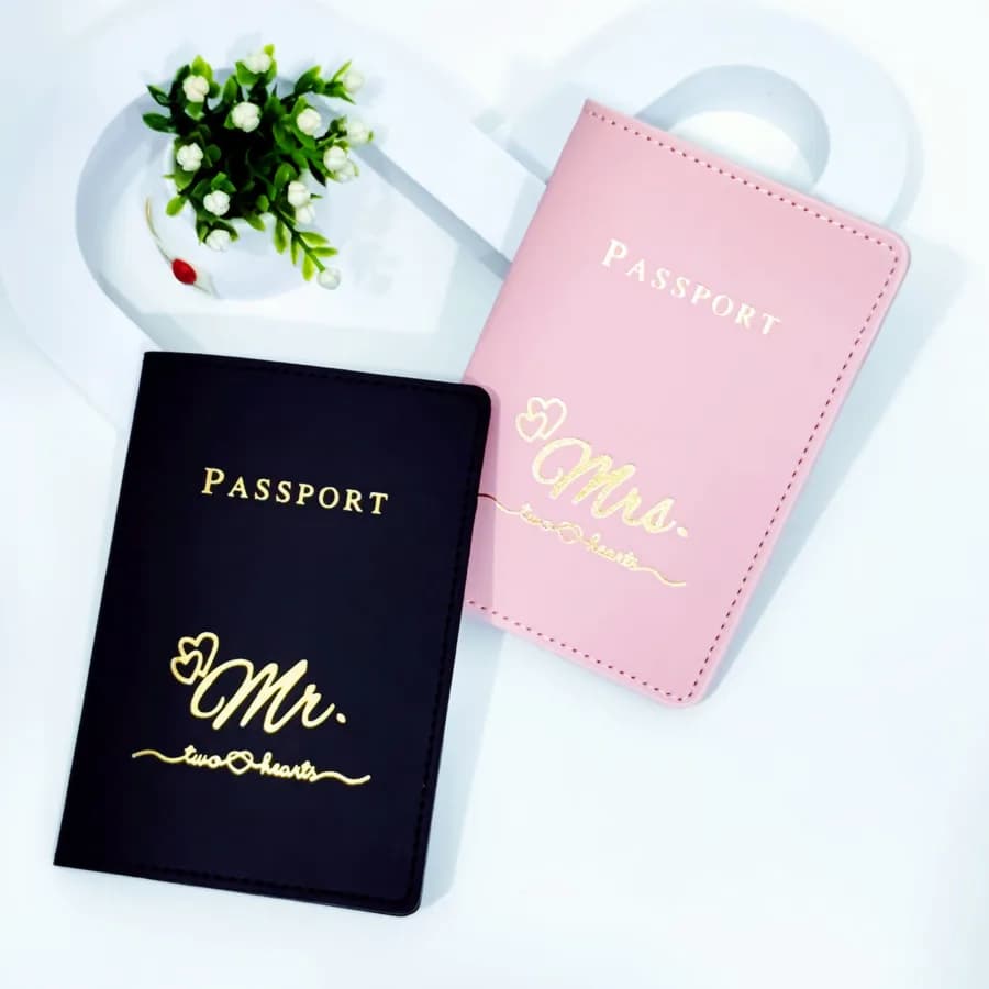 2 pezzi per set Mr/Mrs custodia per passaporto in pelle PU porta carte accessori da viaggio amanti portafoglio regalo per coppie per volo CH71