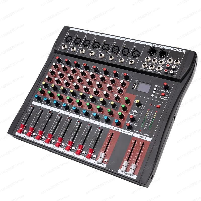 Mixer Professionale a 7/8 Canali, Console Audio con Ingresso Bluetooth USB per Registrazione PC e Jack Microfono XLR