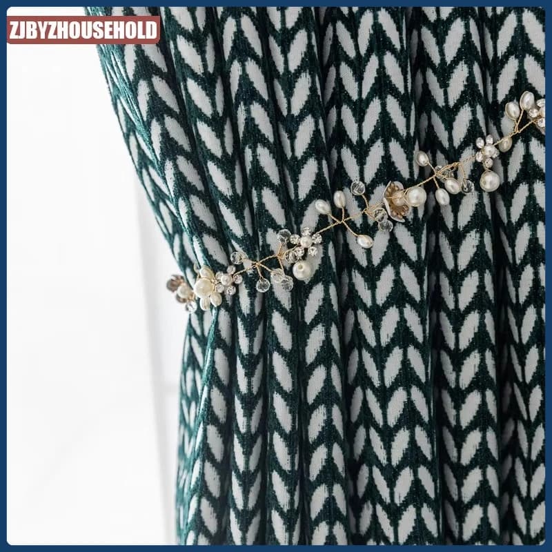 American Retro Dark Green Curtains for Living Room Bedroom Light Luxury High-end Nordic Modern Minimalist Windows Thick Textured