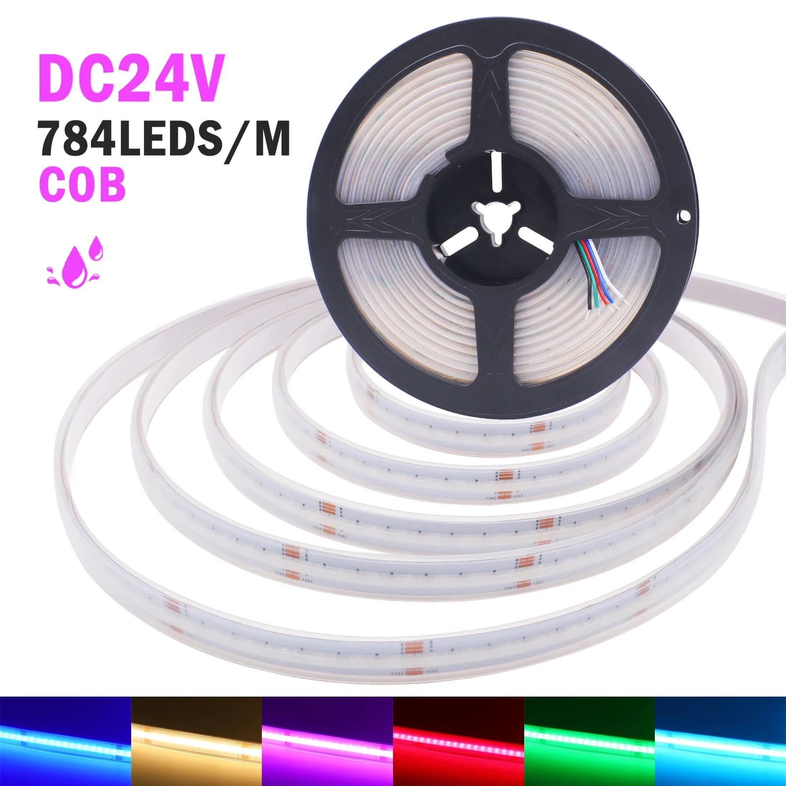 24V RGBW RGBWW COB LED Strip Light 784LEDs Nastro flessibile LED Nastro IP20 IP67 COB Luci Luce lineare ad alta densità Decorazioni per la casa