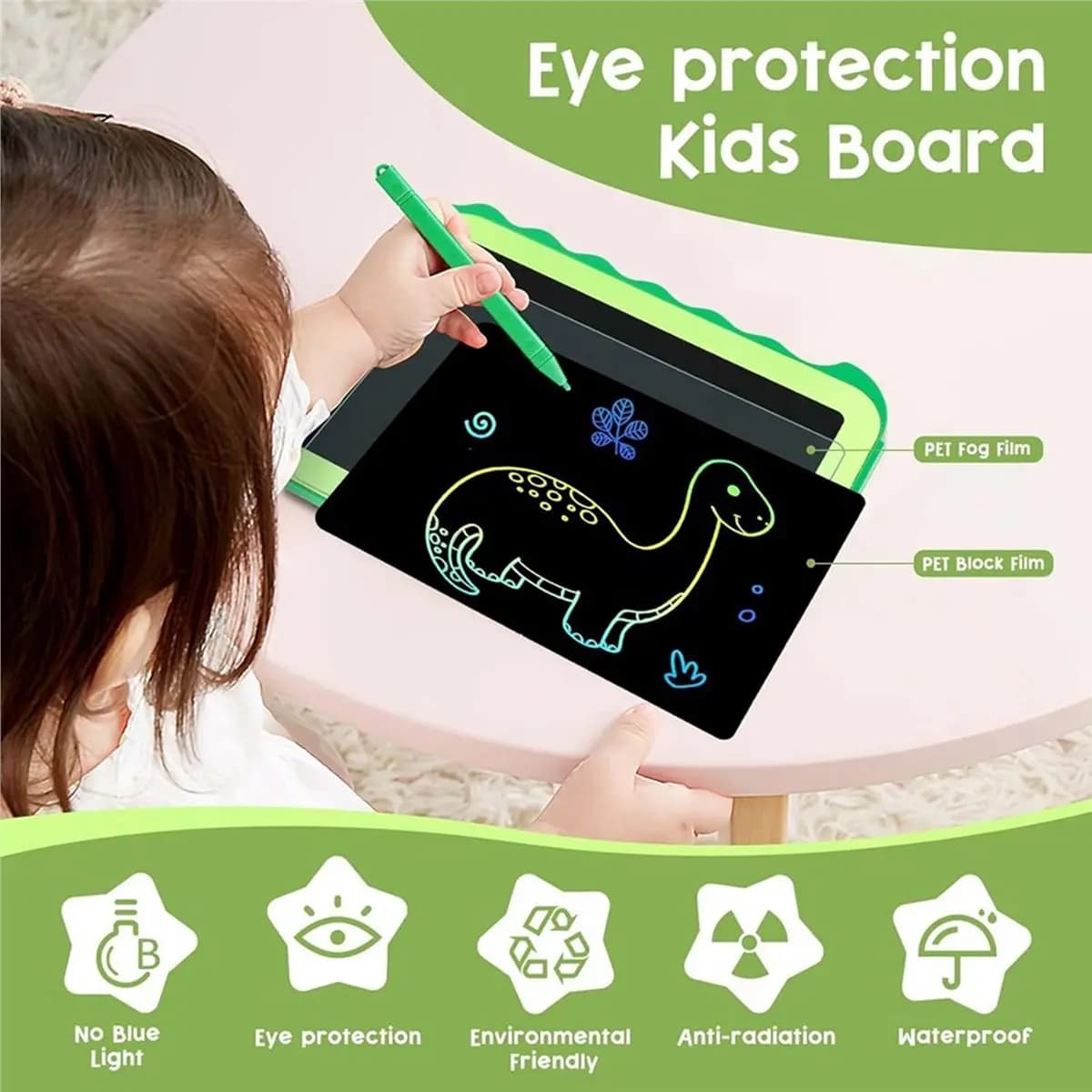 PREMIUM QUALITY LCD Writing Tablet for Kids, Colorful Toddlers Toys Drawing Board, Educational Kid Toys, Doodle Pad Dinosaur Toy