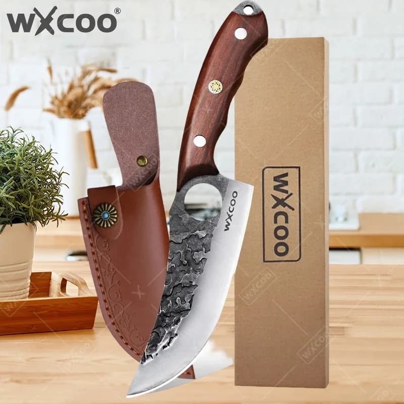 WXCOO Chef's knife in stainless steel Forged and Hammered, Professional Japanese Kitchen Knife for Boning and Slicing