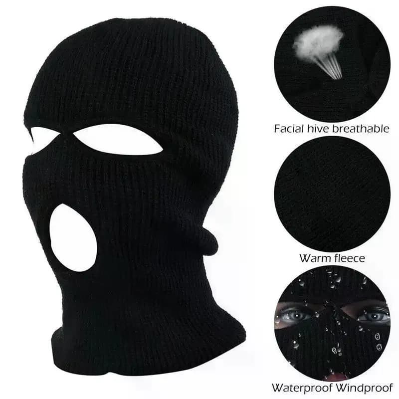 1Pcs Outdoor Cycling Windproof Full Face Knit Hats Knitted 3 Holes Ski Mask Men Warm Wool Balaclava Winter Hats