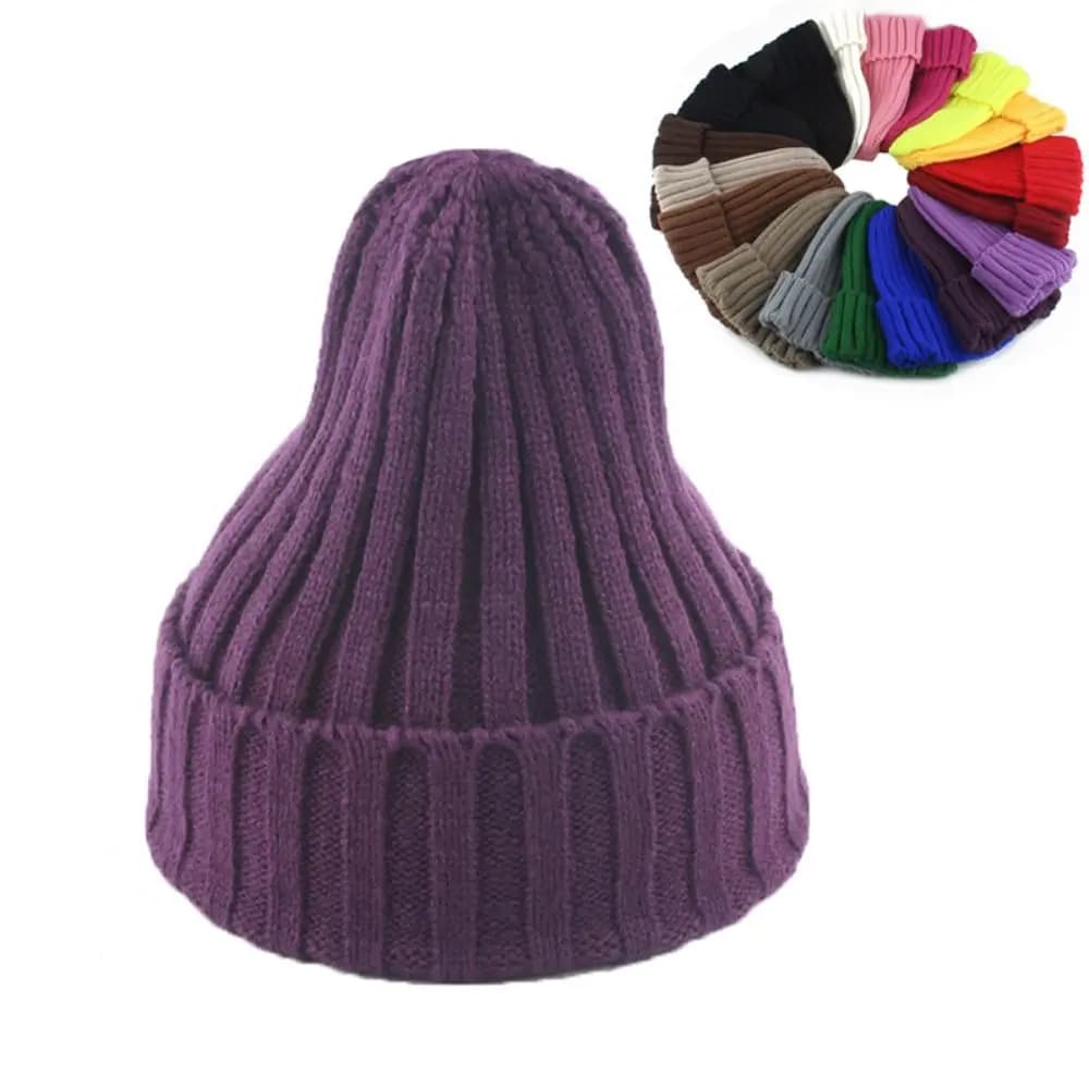 Fashion Warm Beanie Solid Color Knitted Hip Hop Cap Soft Bonnet Women Men