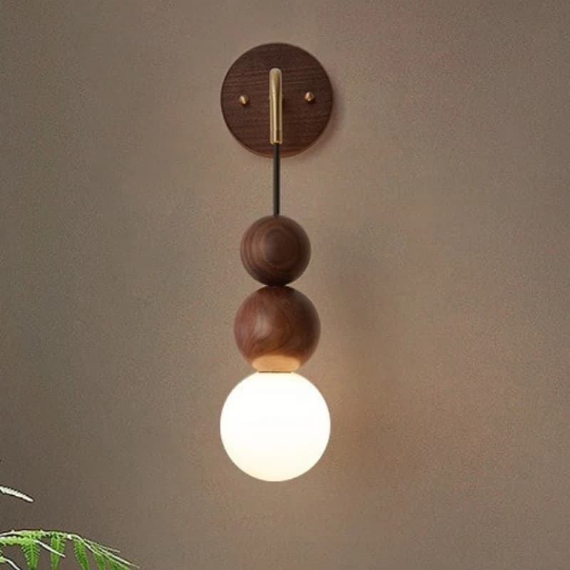 Ancient Light Luxury Japanese Style Cord Pendant & Wall Lamp Walnut Copper for Living Room Background Wall Bedroom Corridor