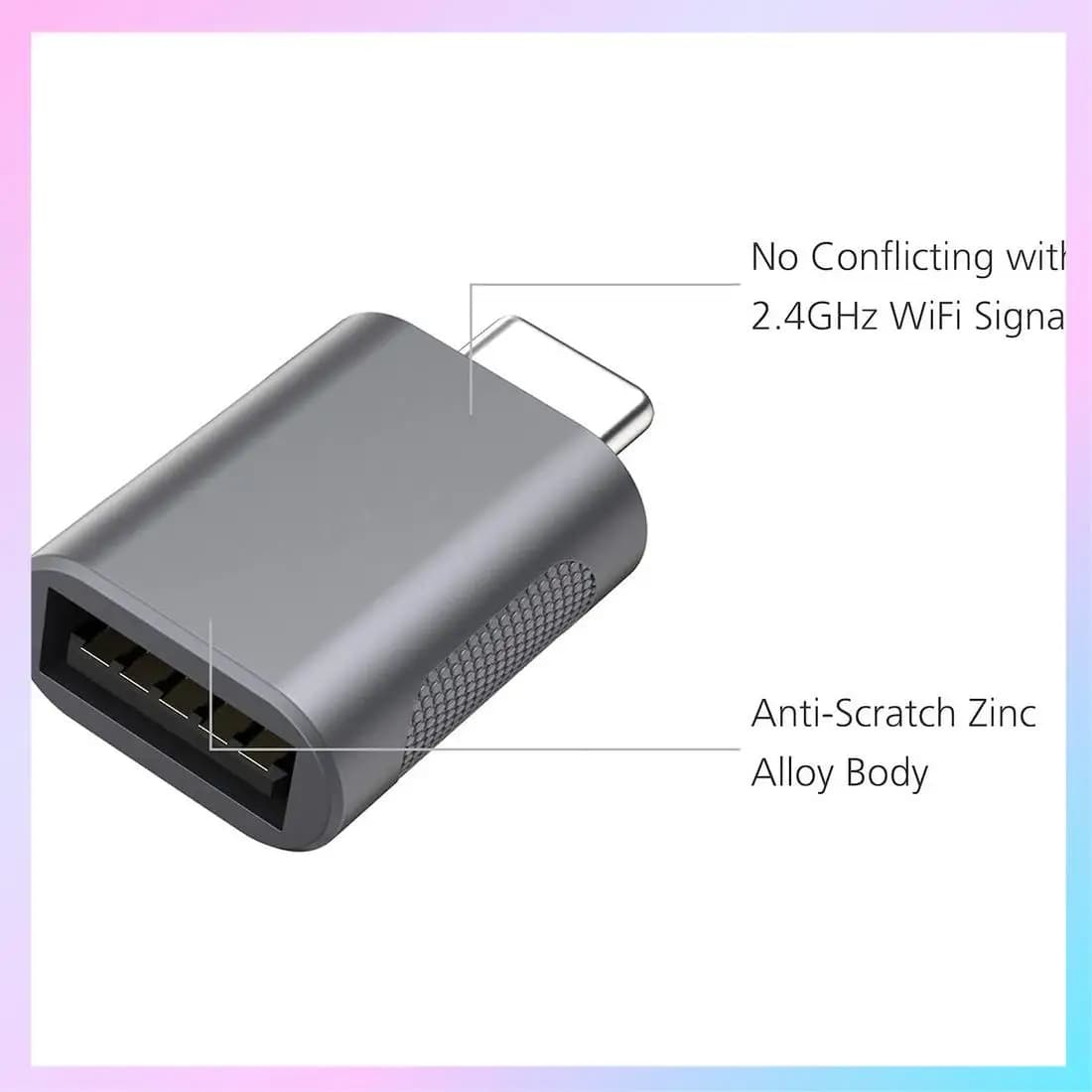 T23C USB C To USB Adapter 2-Pack, Type C Male To USB 3.0 Female Adapter OTG Converter For Laptops, Chargers And More