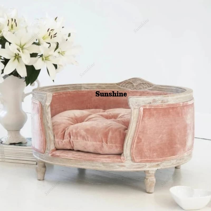 Nuovo Letto per Animali Domestici in Legno Massello Stile Europeo Intagliato, Cuccia per Cani e Gatti, Divano per Piccoli Animali, Disponibile all'Ingrosso e al Dettaglio