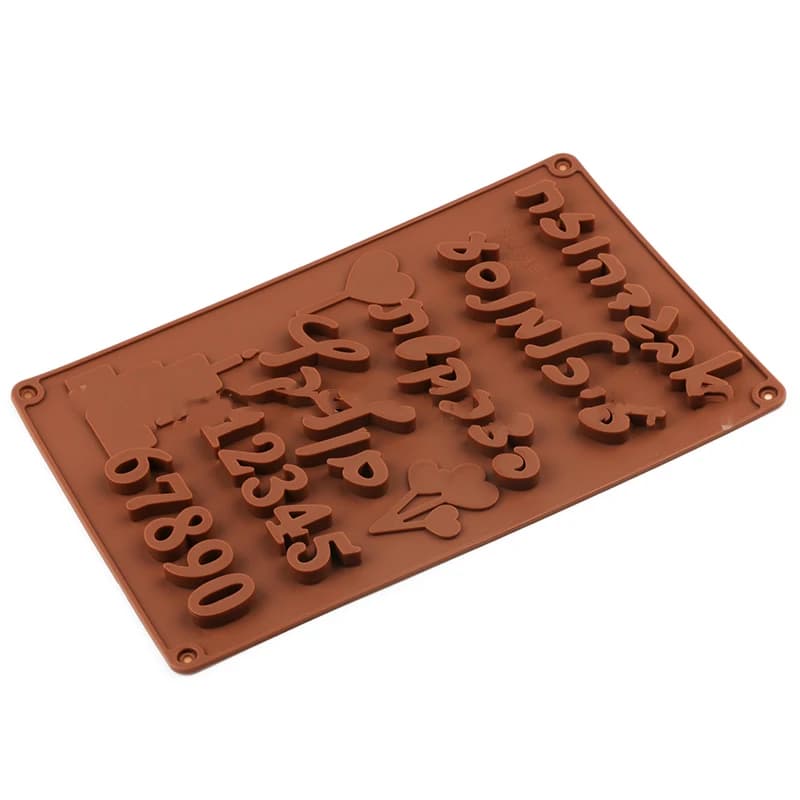 Stampo in silicone 3D per lettere e numeri ebraici e arabi, per cioccolato, dolci e decorazioni per la pasticceria (1 pezzo)