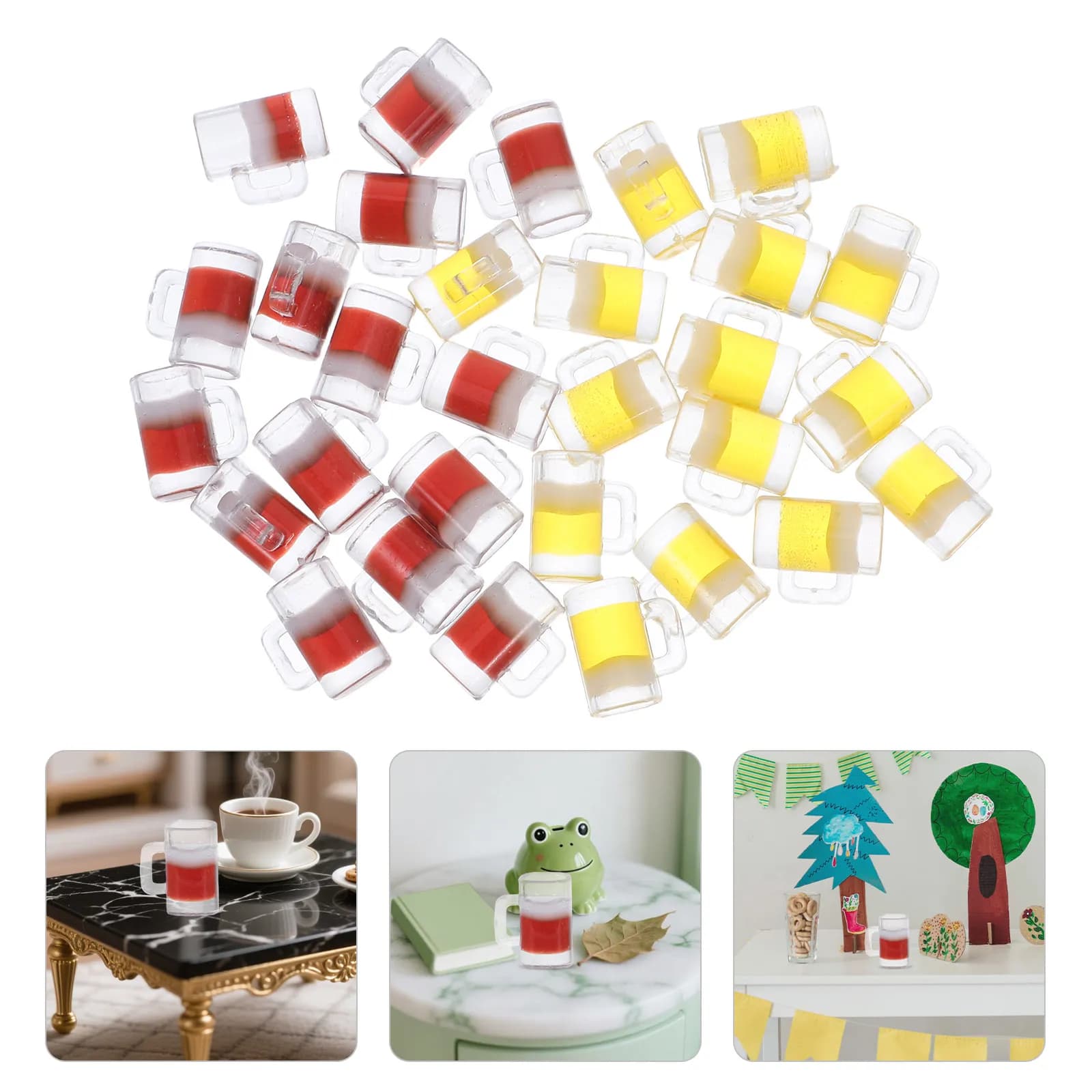 30Pcs Shatterresistant Mini Beer Mugs Resin Miniature Drink Cups for Dollhouse Mini Scenes Creative Photography Props Tiny Bar