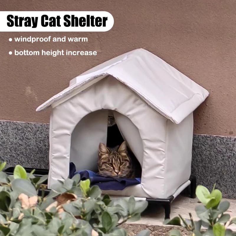 Foldable Stray Cat Dog House Cold Resistant And Weatherproof Pet Bed Tent Shelter Cat Kennel Portable Travel Nest Pet Carrier