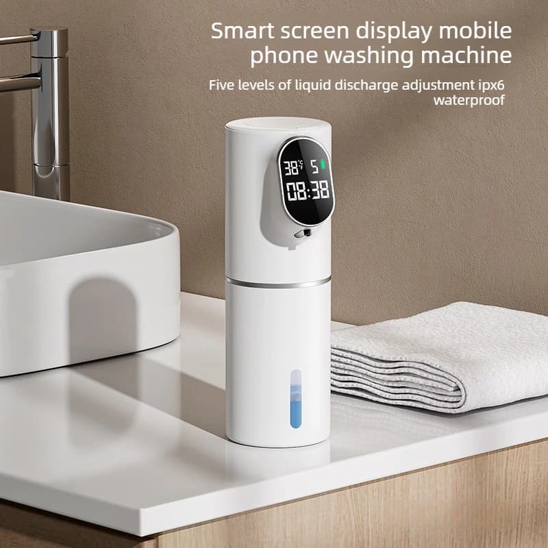Dispenser di Sapone Automatico Ricaricabile USB per Casa, Erogatore di Sapone Liquido a Schiuma Senza Contatto con LED, Montaggio a Parete