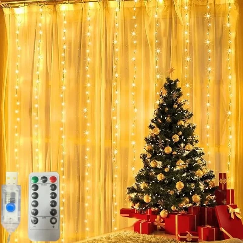 Luci a tendina telecomandabili 3/4/6M LED 8 modalità, luci a stringa USB per finestra, decorazioni natalizie per feste, Capodanno e Natale
