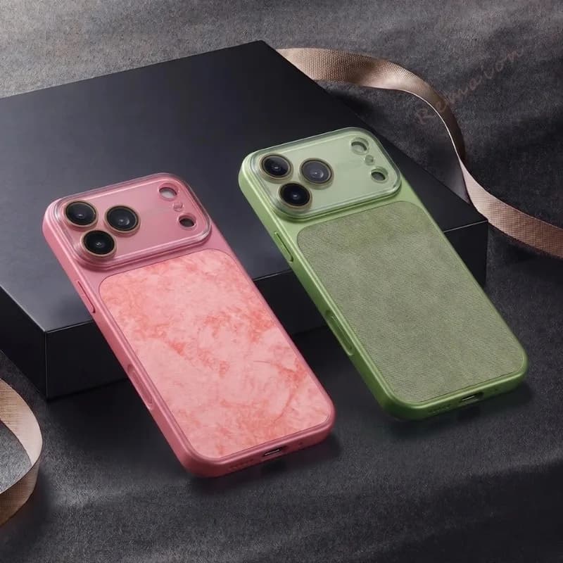 Luxury Cloth Phone Case For iPhone 17 14 15 16 18 Pro Max 17Pro 16Pro Big Windows Official Shockproof Protector Cover