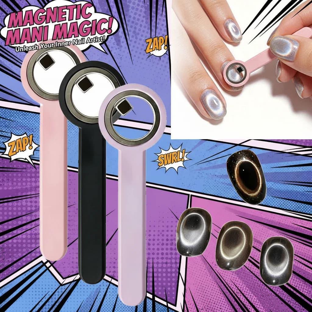 Strumento Magnetico Circolare per Unghie Effetto Occhio di Gatto, Design ad Anello Magnetico Potente con Impugnatura Ergonomica per Nail Art con Cerchi Cavi