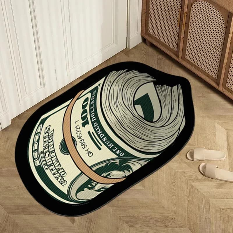 Tappeto Antiscivolo VIKAMA a Forma di Banconota, Tappeto Artistico Ispirato alla Valuta, per Soggiorno, Ingresso, Camera da Letto