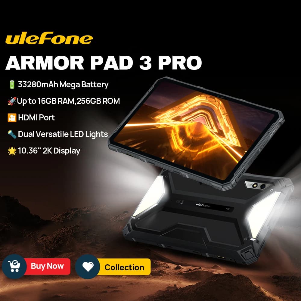 Ulefone Armor Pad 3 Pro Tablet robusto 33280 mAh MediaTek MT8788 16 GB di RAM (8 + 8) 256 GB di ROM 50 MP 10,36" 2K Android